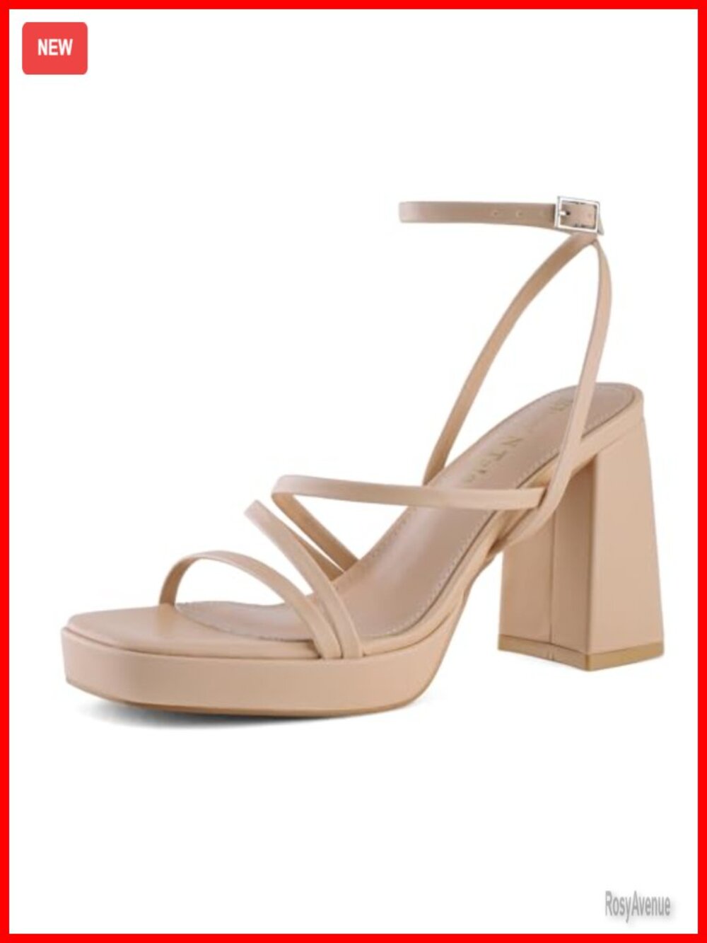 Strappy Chunky Platform Heeled Sandals Square Toe Ankle Strap